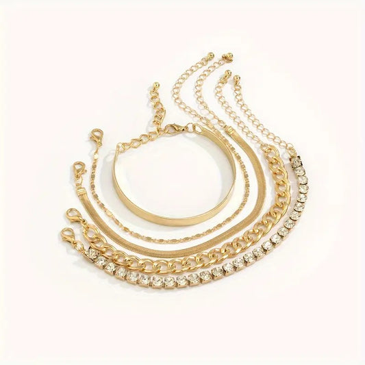 5 Exquisite Retro Geometric Multi-Element Snake Chain Girl's