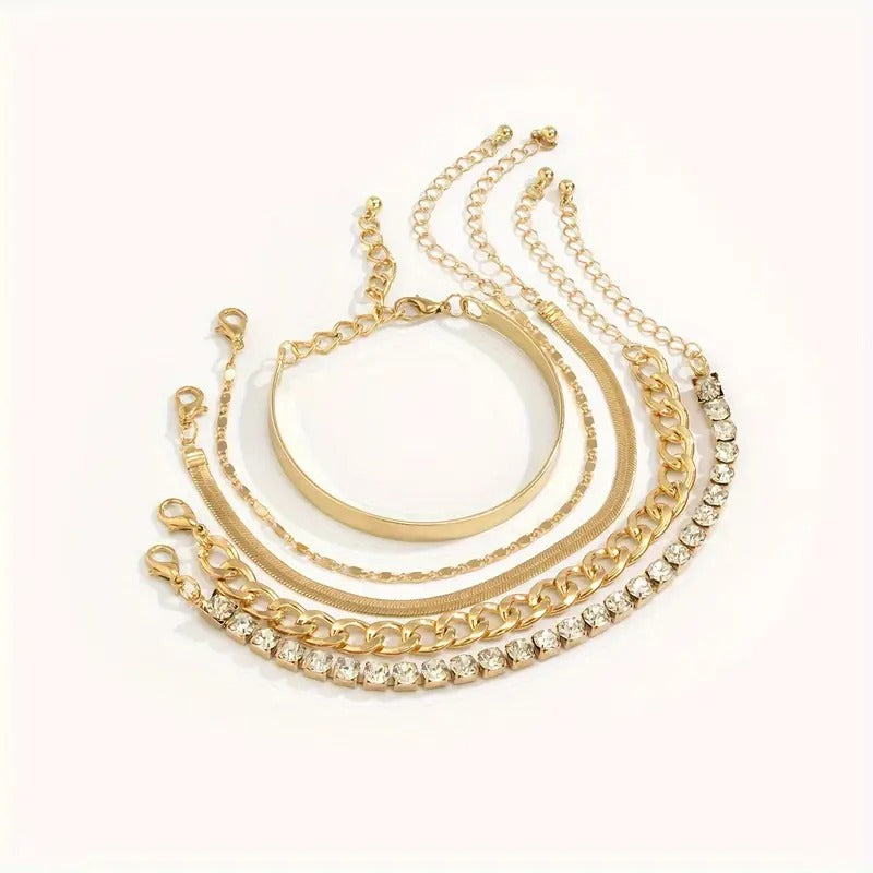 5 Exquisite Retro Geometric Multi-Element Snake Chain Girl's