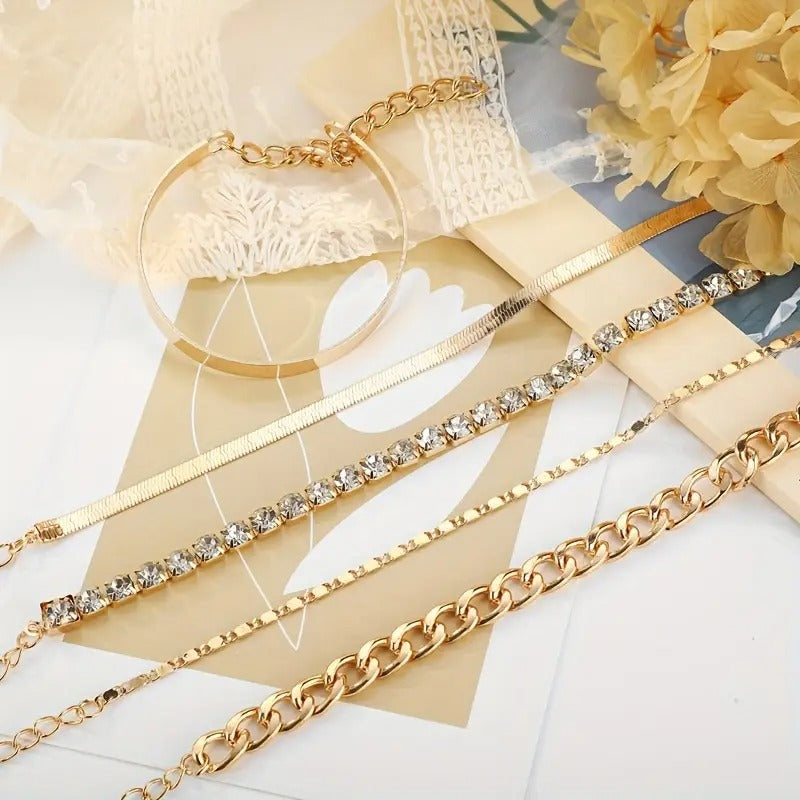 5 Exquisite Retro Geometric Multi-Element Snake Chain Girl's
